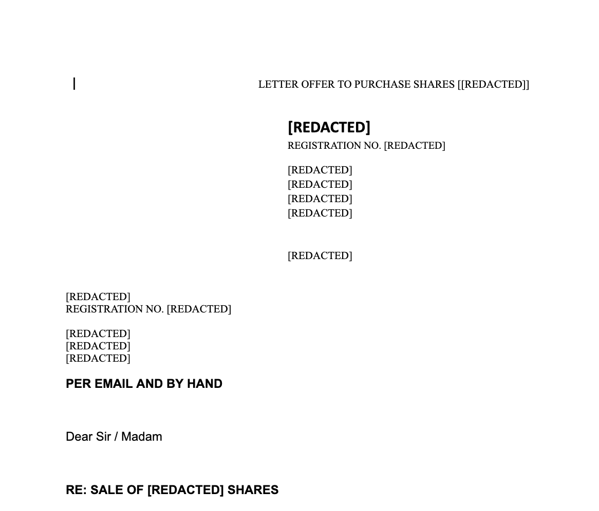 Sales of Shares Agreement